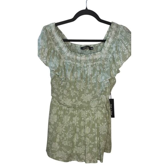 Doe & Rae Light Green Floral Ruffle Blouse, Size S- NWOT - Picture 2 of 7